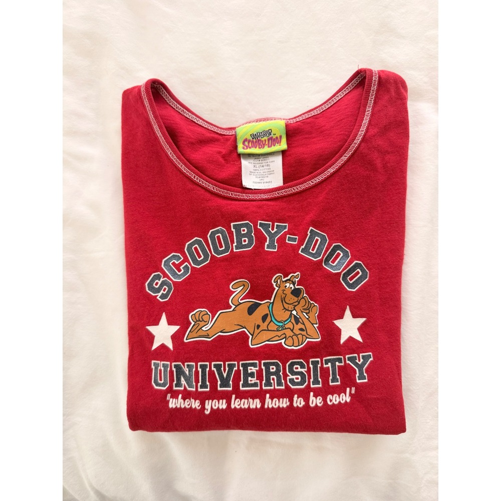 Vintage Cartoon Network Scooby-Doo University Red Graphic Tee Y2K XL 14/16